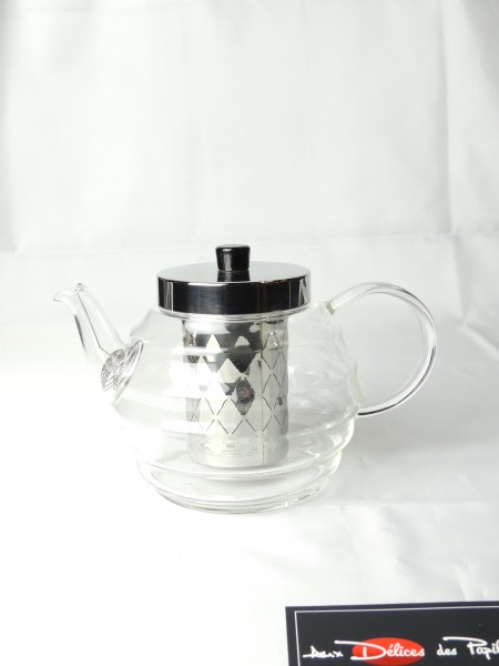 Théière en verre avec infuseur et couvercle inox Vague 90cl