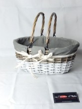 Panier osier gris et blanc