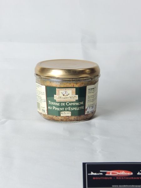 Terrine de campagne piment d'espelette 4 parts 180gr