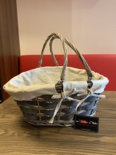 Panier Jade osier anthracite et beige ovale 