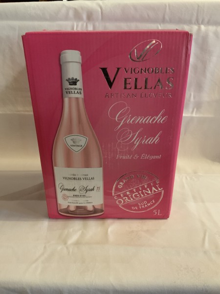 Bib 5L rosé Grenache-Syrah, vignobles Vellas Pays D'oc